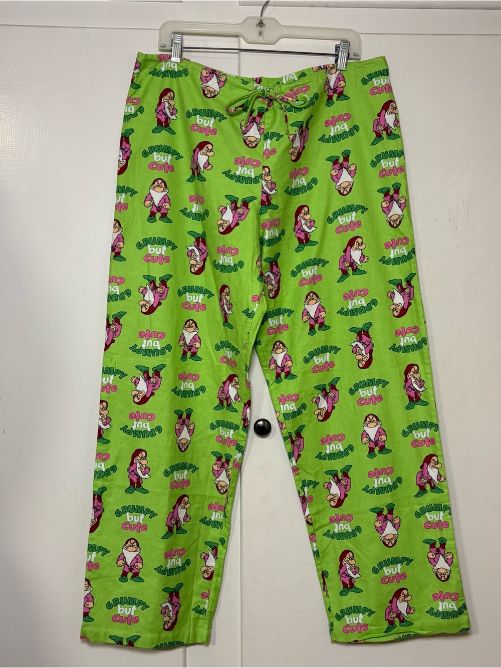 Y2K Disney Grumpy Snow White Green Pink Cotton Pajama Pants